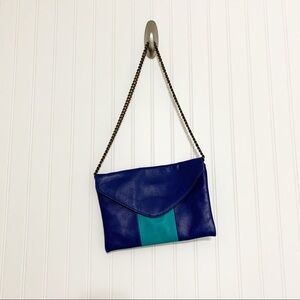 J. Crew Turquoise Leather Chain Link Shoulder Bag